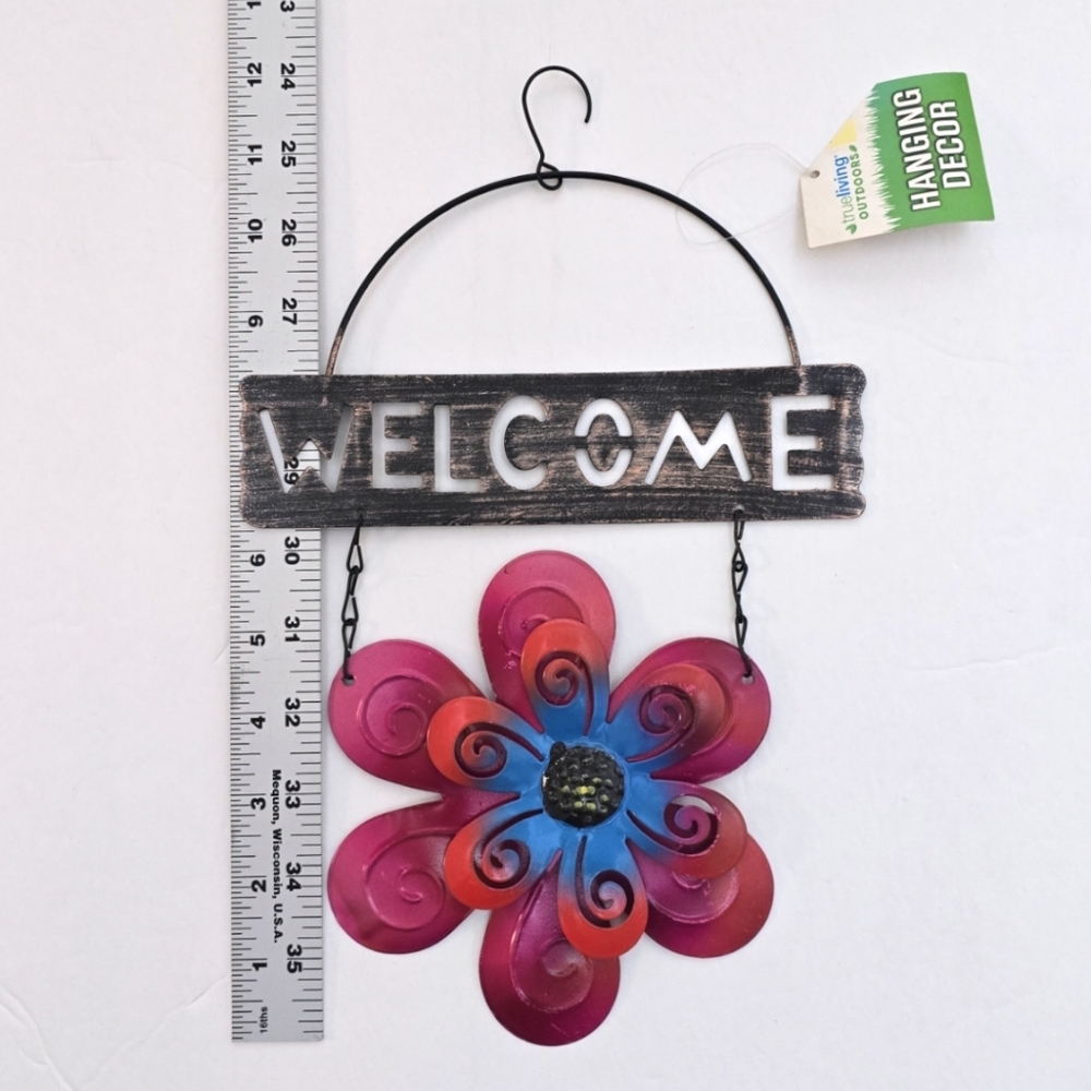 NWT Rustic Metal Welcome Sign Outdoor Indoor Garden Trend Hanging Home Decor - Picture 2 of 5